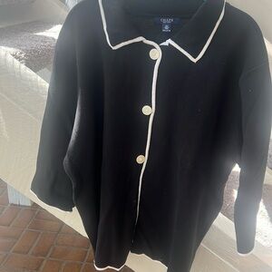 Black and white 100% cotton sweater jacket 3X